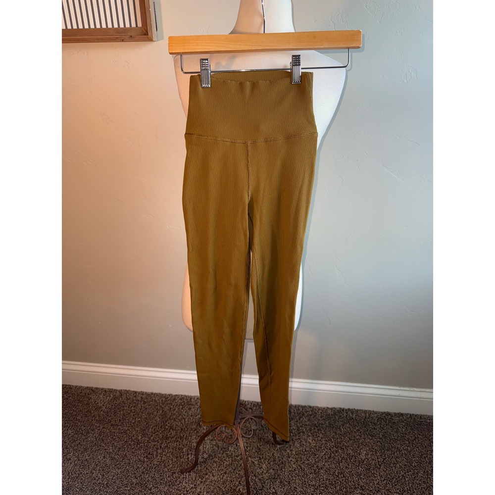Offline by Aerie Ribbed High Waisted Leggings Ochre Yellow‎ XS
